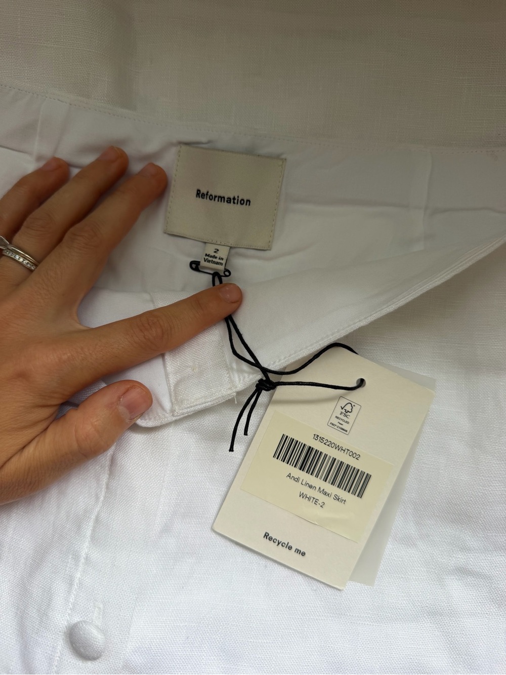 Reformation Andi Linen Maxi Skirt, size 2, NWT - Picture 4 of 5